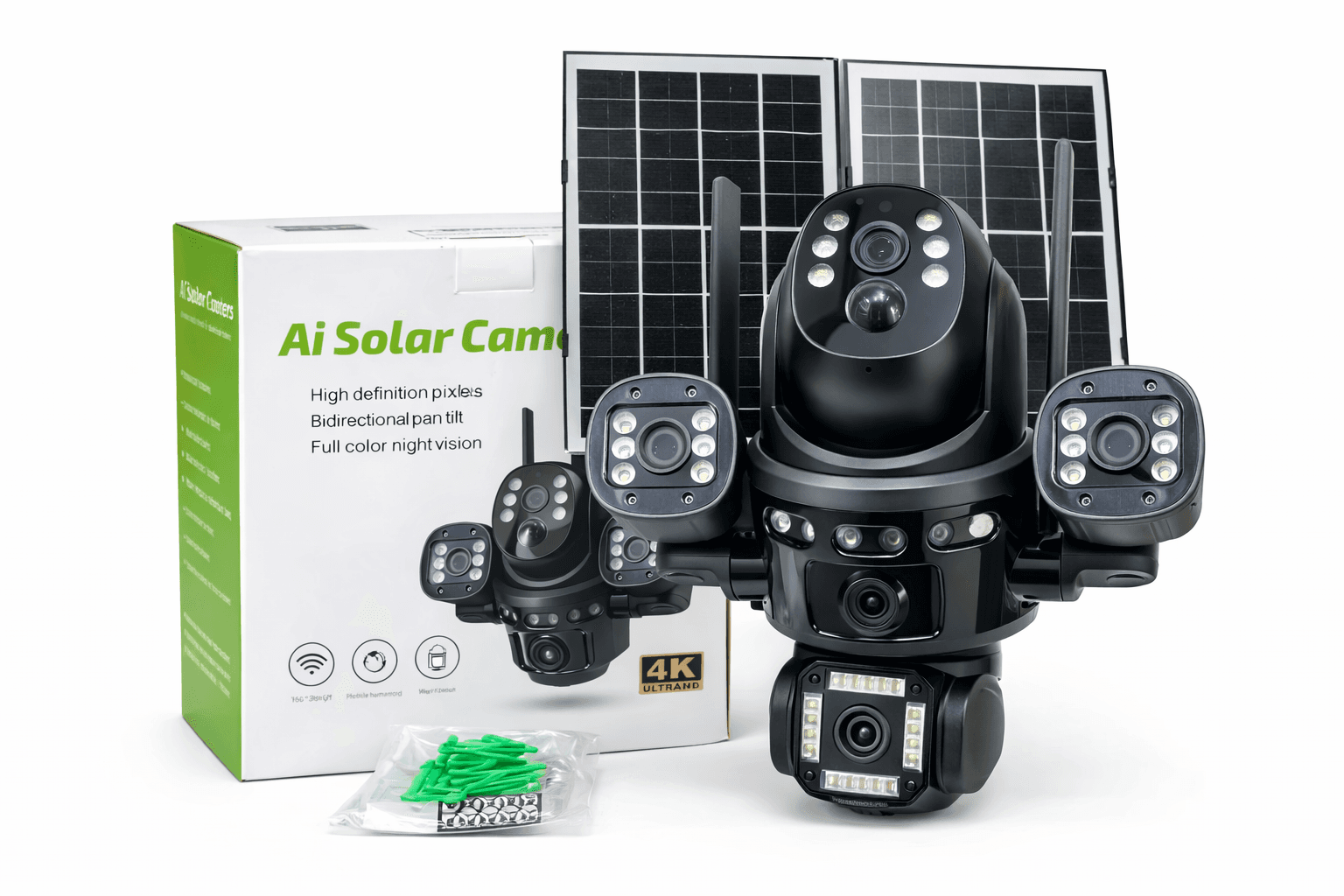 4K AI Solar Security Camera 2-in-1 – 360° PTZ Outdoor Smart Surveillance System