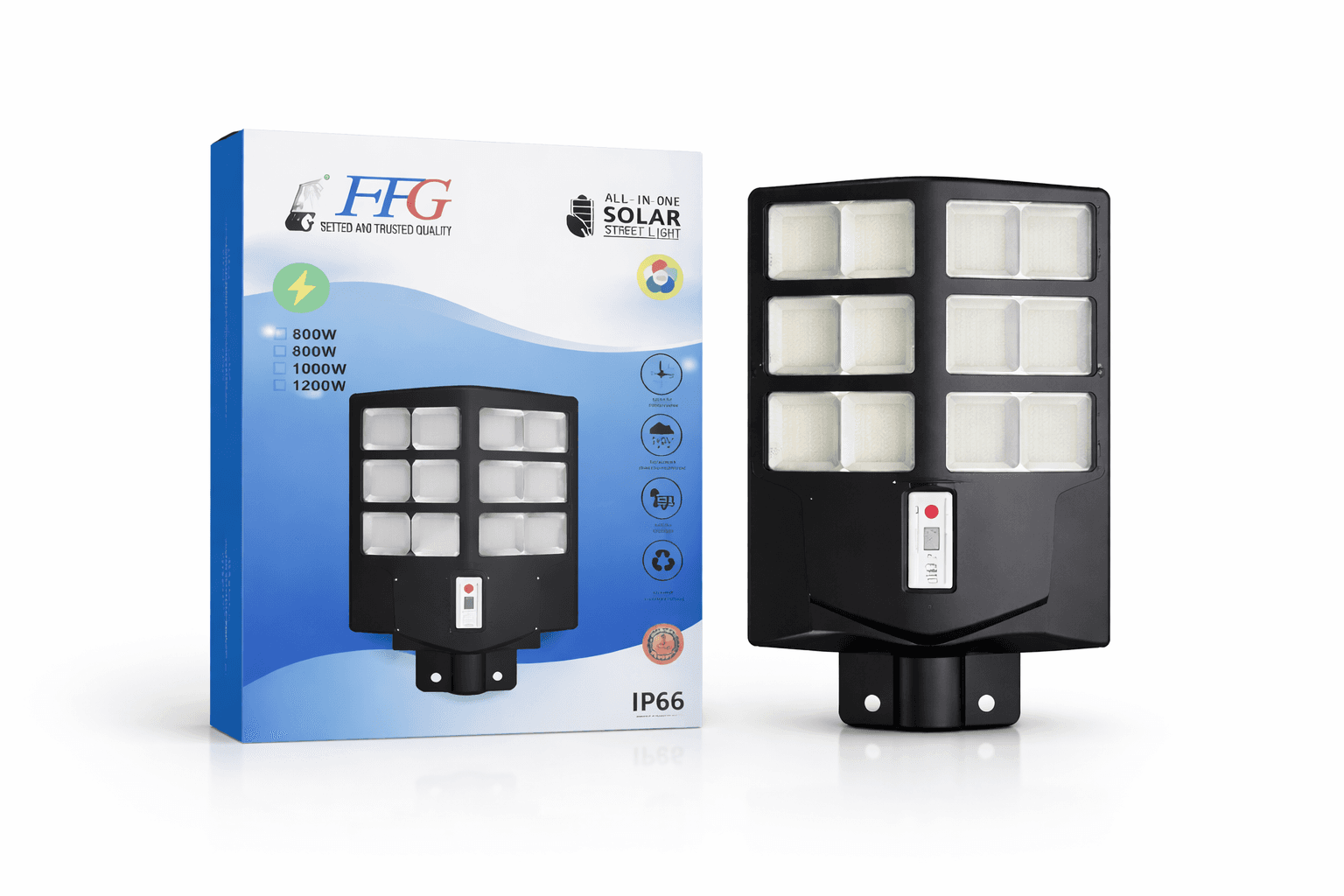 FIG 800W All-in-One Solar LED Street Light – IP66 Outdoor Security Lighting