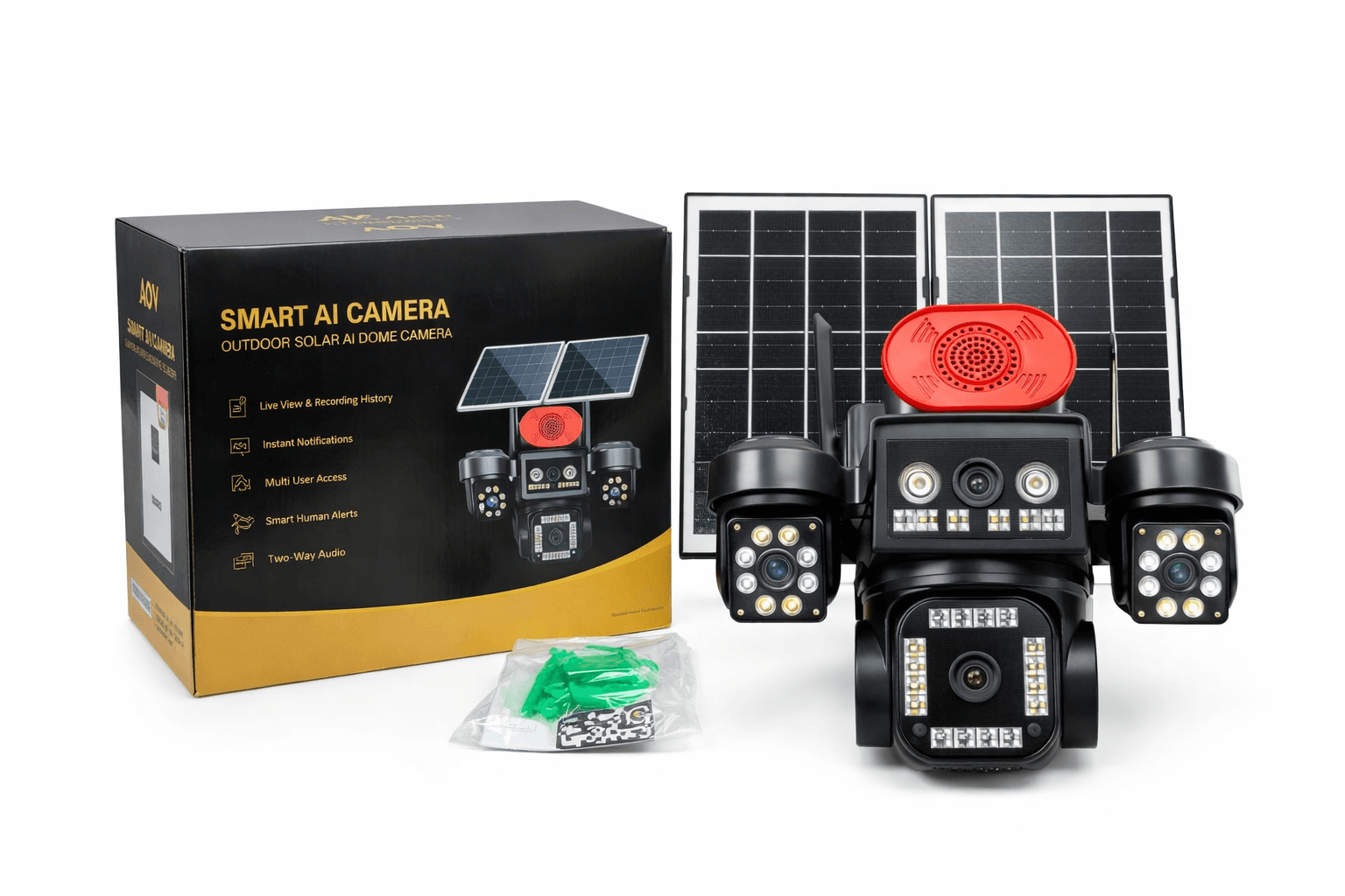 Solar Smart AI Security Camera with Dual Solar Panels – Outdoor 4G/WiFi Surveillance System